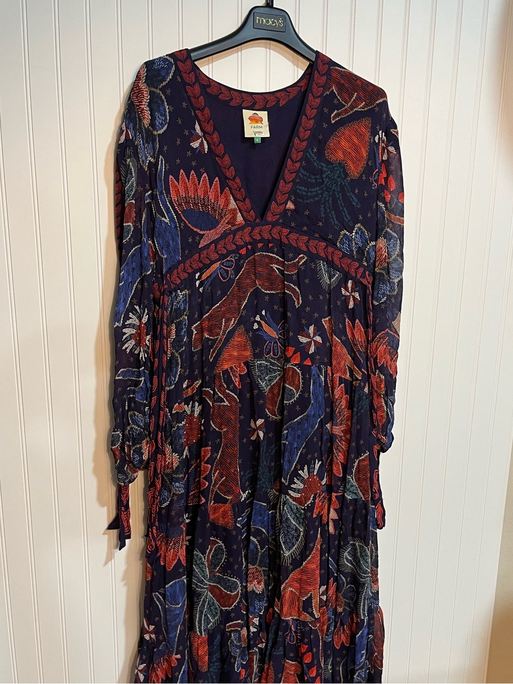 FARM Rio Deep Purple Floral Maxi Dress with Red & Blue Accents - Picture 5 of 9